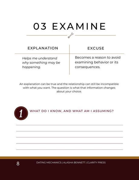 Companion guide page: Examine, explanation or excuse